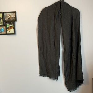 Armani Exchange Gray Black Fringe end Scarf Tweed Textured Printed